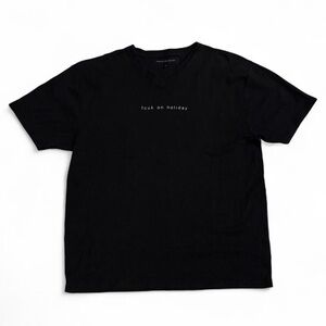 Y2K Vintage Mens fcuk on holiday French Connection Black Tee Shirt